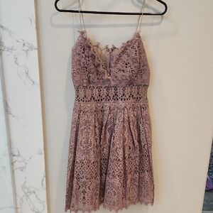 ASOS Lace Mini Dress in Dusty Pink